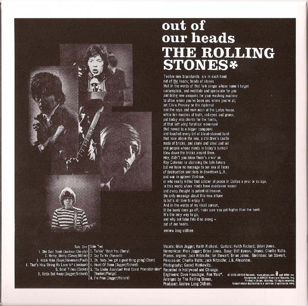 Back Cover, Rolling Stones (The) - Out Of Our Heads (UK)